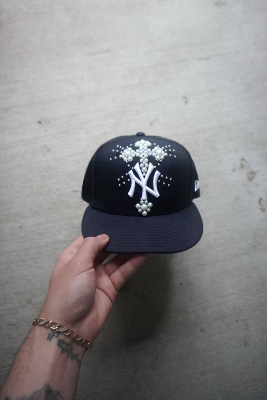 Black NY Cross Fitted Hat