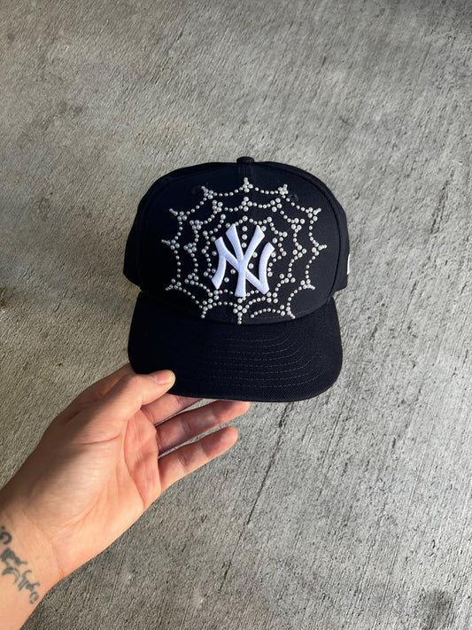 Navy NY Pearl Web Adjustable Snapback